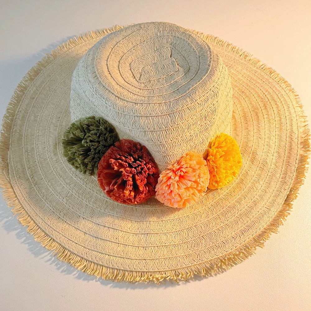Pom Pom Floppy Beach Hat